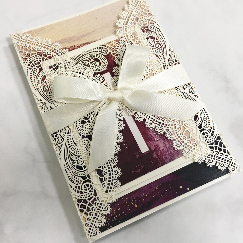 Picky Bride Lace Wedding Invitation with RSVP and Envelopes Elegant Wedding Invite Picky Bride 