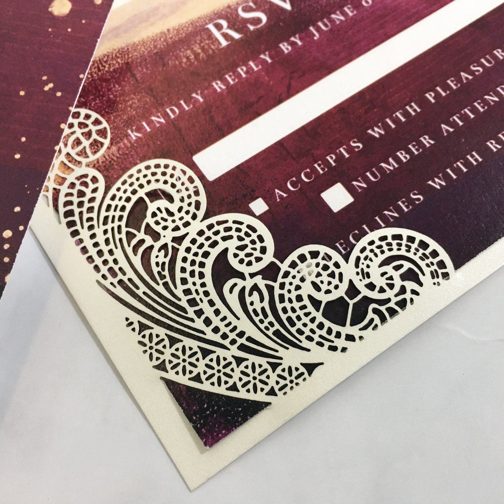 Picky Bride Lace Wedding Invitation with RSVP and Envelopes Elegant Wedding Invite Picky Bride 