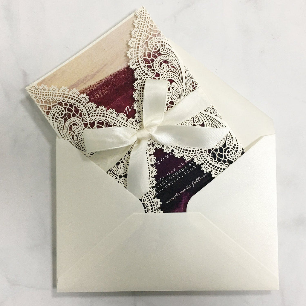 Picky Bride Lace Wedding Invitation with RSVP and Envelopes Elegant Wedding Invite Picky Bride 