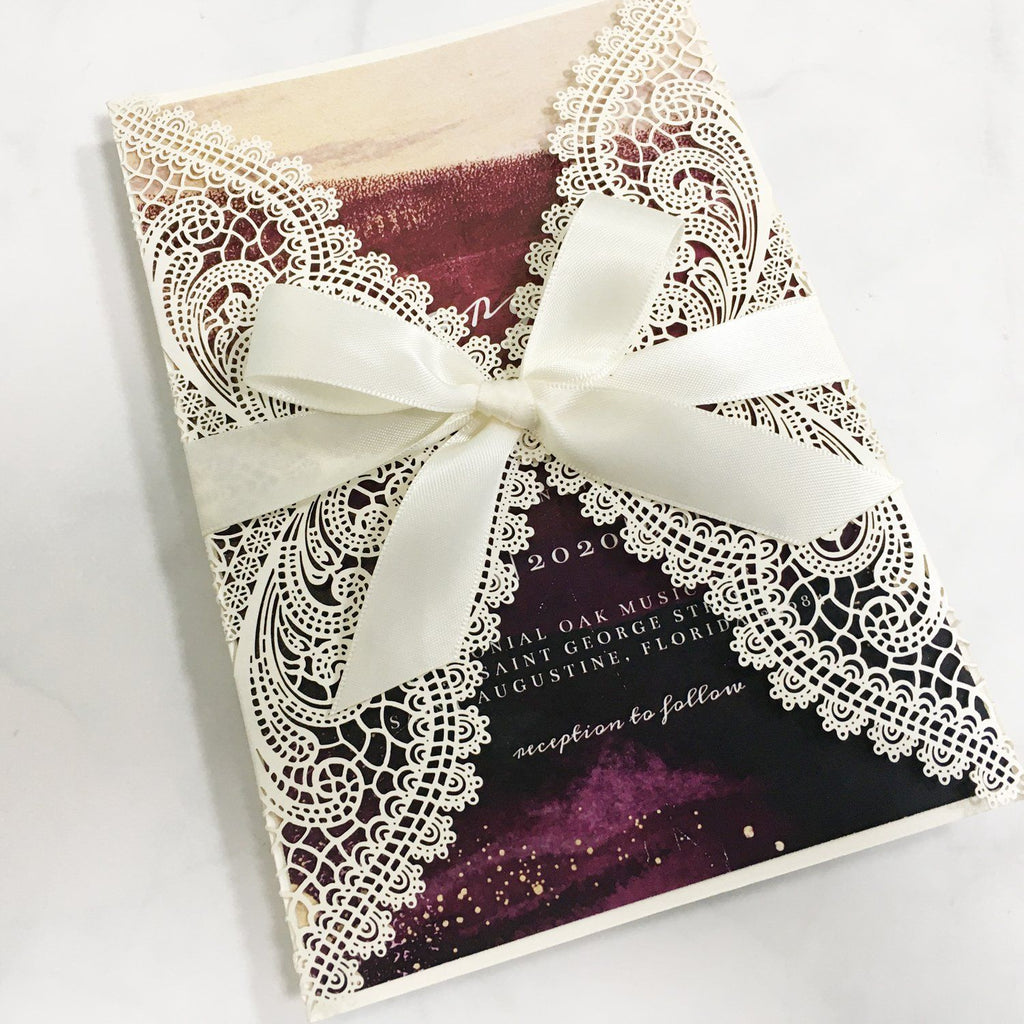 Picky Bride Lace Wedding Invitation with RSVP and Envelopes Elegant Wedding Invite Picky Bride 