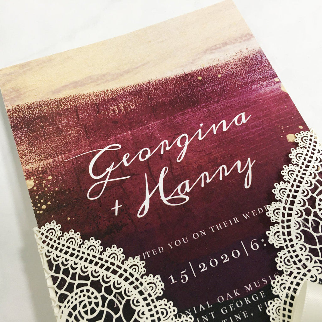 Picky Bride Lace Wedding Invitation with RSVP and Envelopes Elegant Wedding Invite Picky Bride 