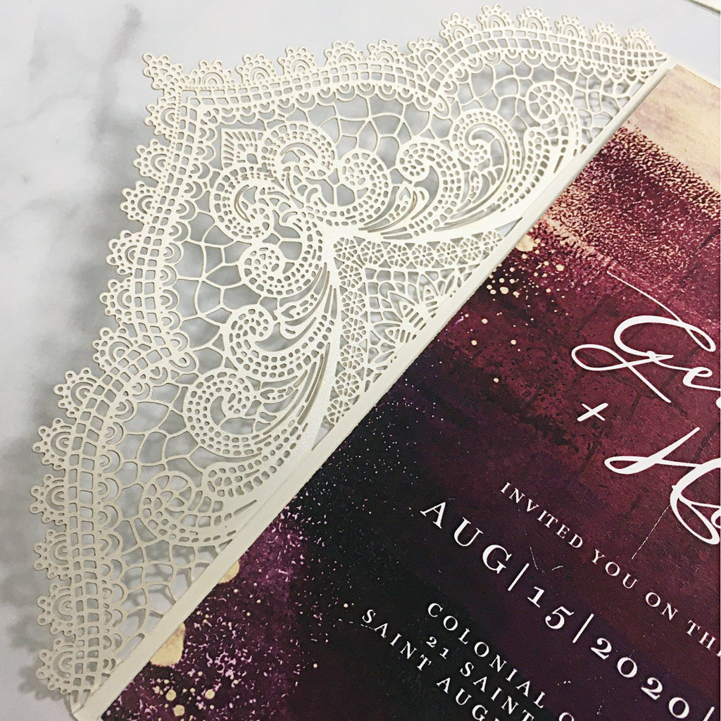 Picky Bride Lace Wedding Invitation with RSVP and Envelopes Elegant Wedding Invite Picky Bride 