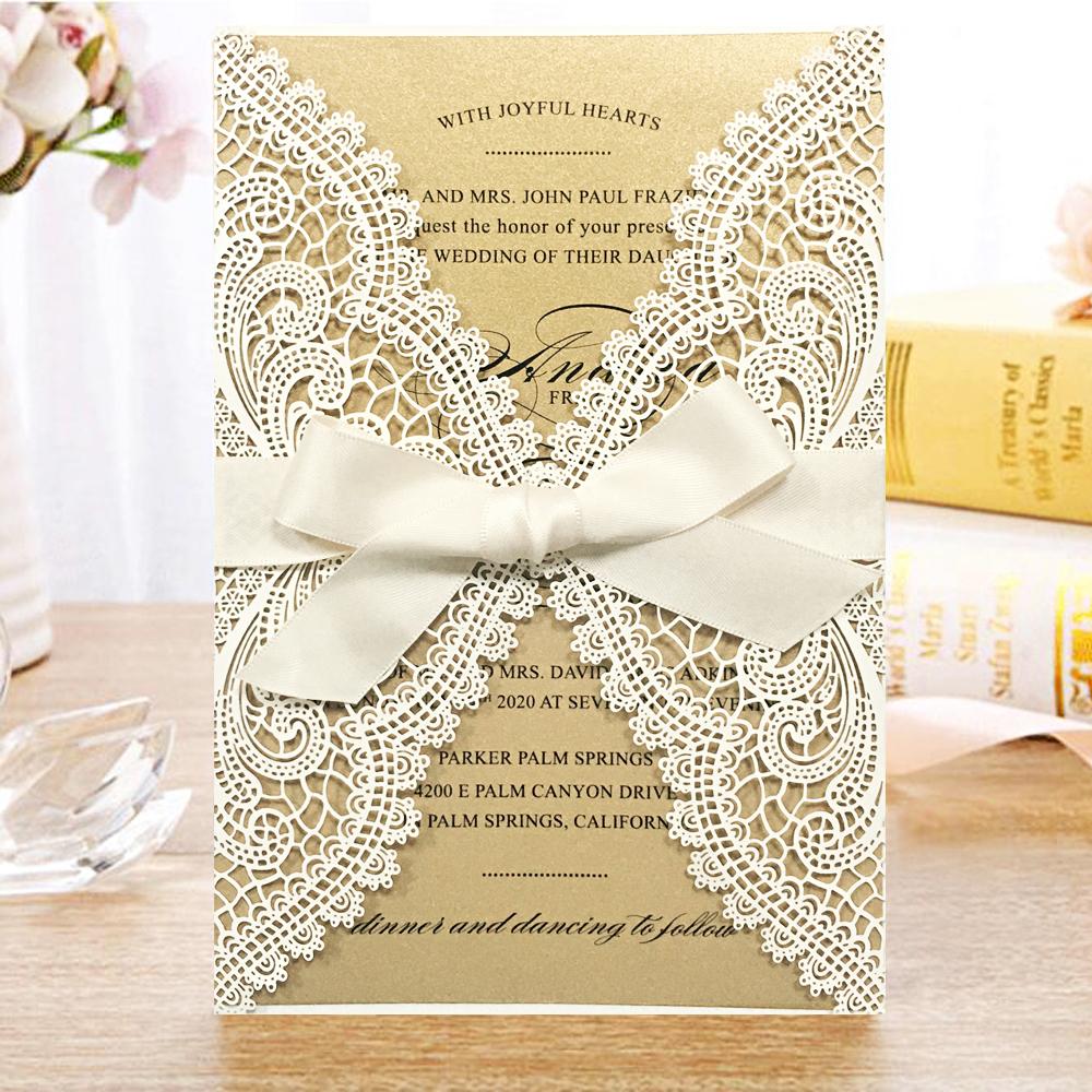 Picky Bride Laser Cut Wedding Invitations Pearl Paper Invitations White Lace Wedding Invitation With RSVP Picky Bride 