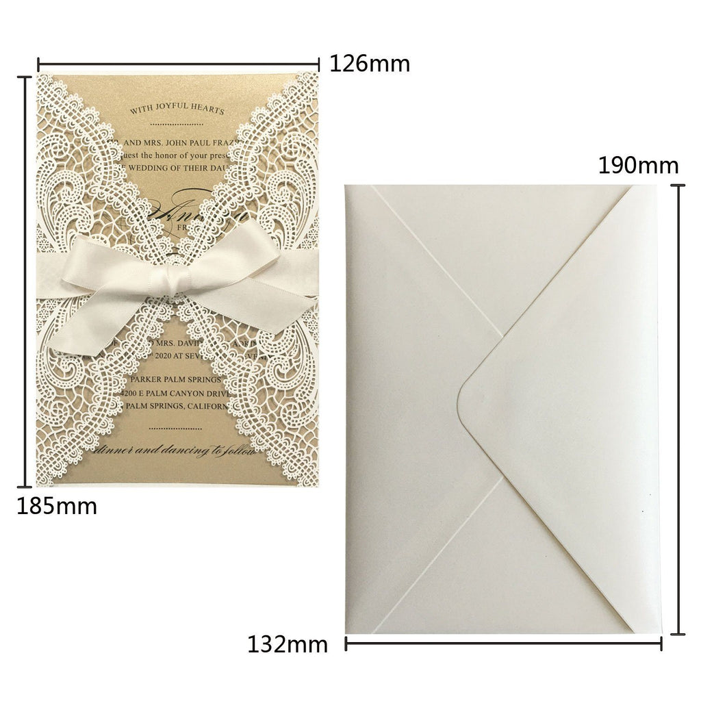 Picky Bride Laser Cut Wedding Invitations Pearl Paper Invitations White Lace Wedding Invitation With RSVP Picky Bride 