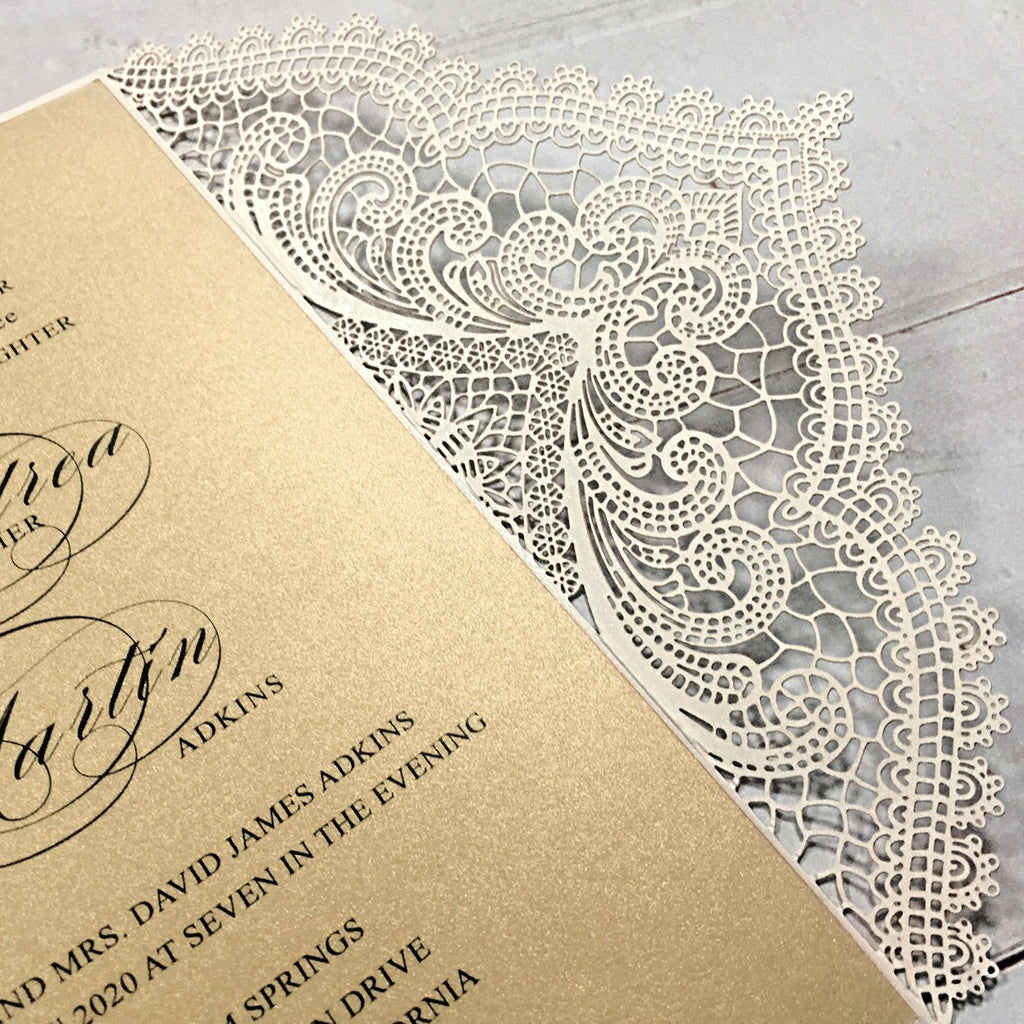 Picky Bride Laser Cut Wedding Invitations Pearl Paper Invitations White Lace Wedding Invitation With RSVP Picky Bride 