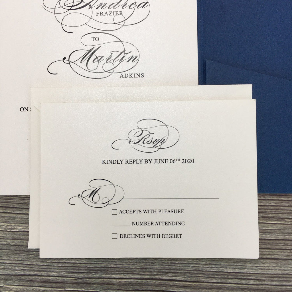 Picky Bride Tri-fold Pocket Wedding Invitations Suite with Envelope