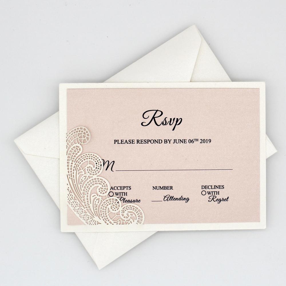 Picky Bride Rustic RSVP Cards with Return Envelopes, Wedding Invitations Response Cards for Wedding Pearl Laser Cutting Lace Covers Picky Bride 