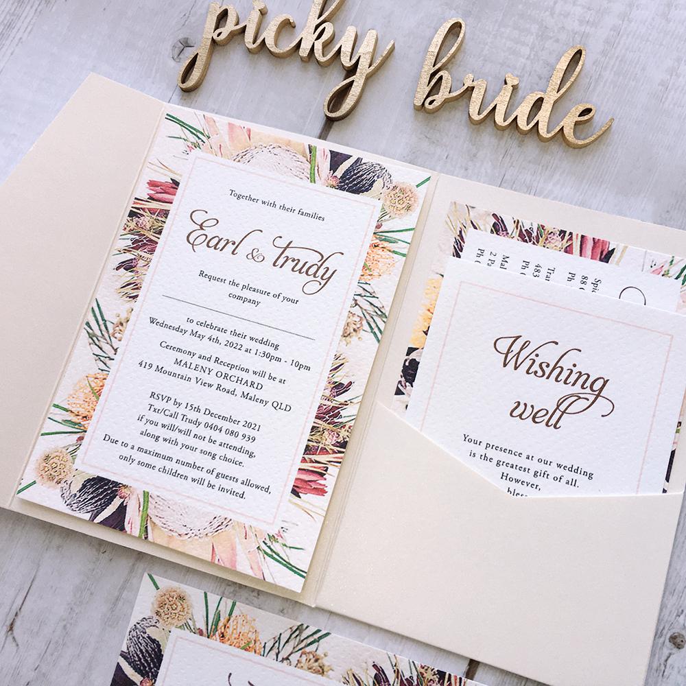Picky Bride Tri-fold Pocket Wedding Invitations Suite with Envelope Picky Bride 