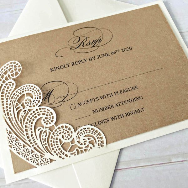 Picky Bride Vintage Wedding Invitations with Kraft Paper Envelopes Rustic Wedding Cards Customized Wording Picky Bride 