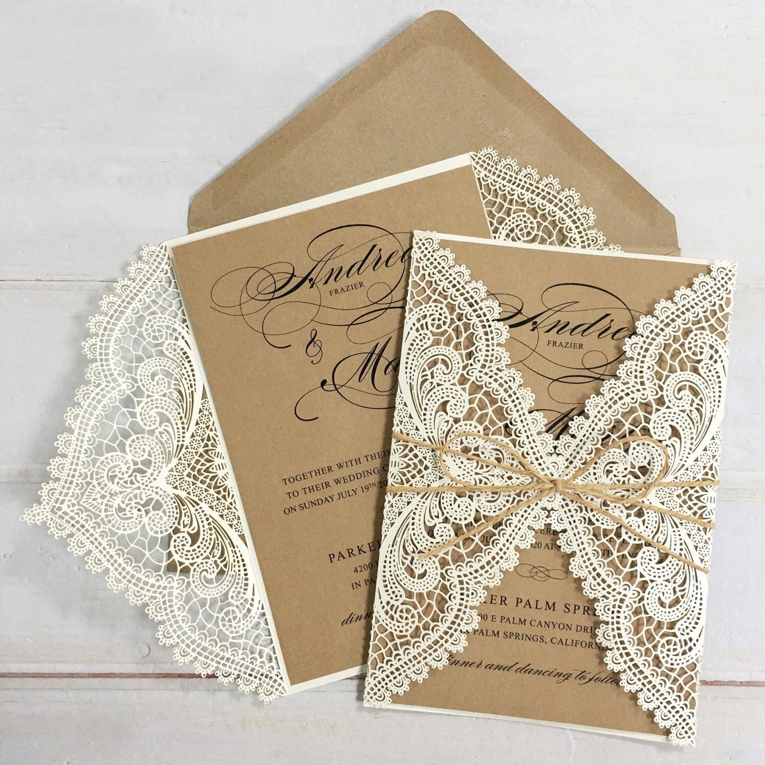 Enveloppe Vintage en papier kraft brun de 250g, avec boucle d'amour vierge,  pour invitation de mariage, disponible en 18 couleurs, 50 pièces/ensemble -  AliExpress