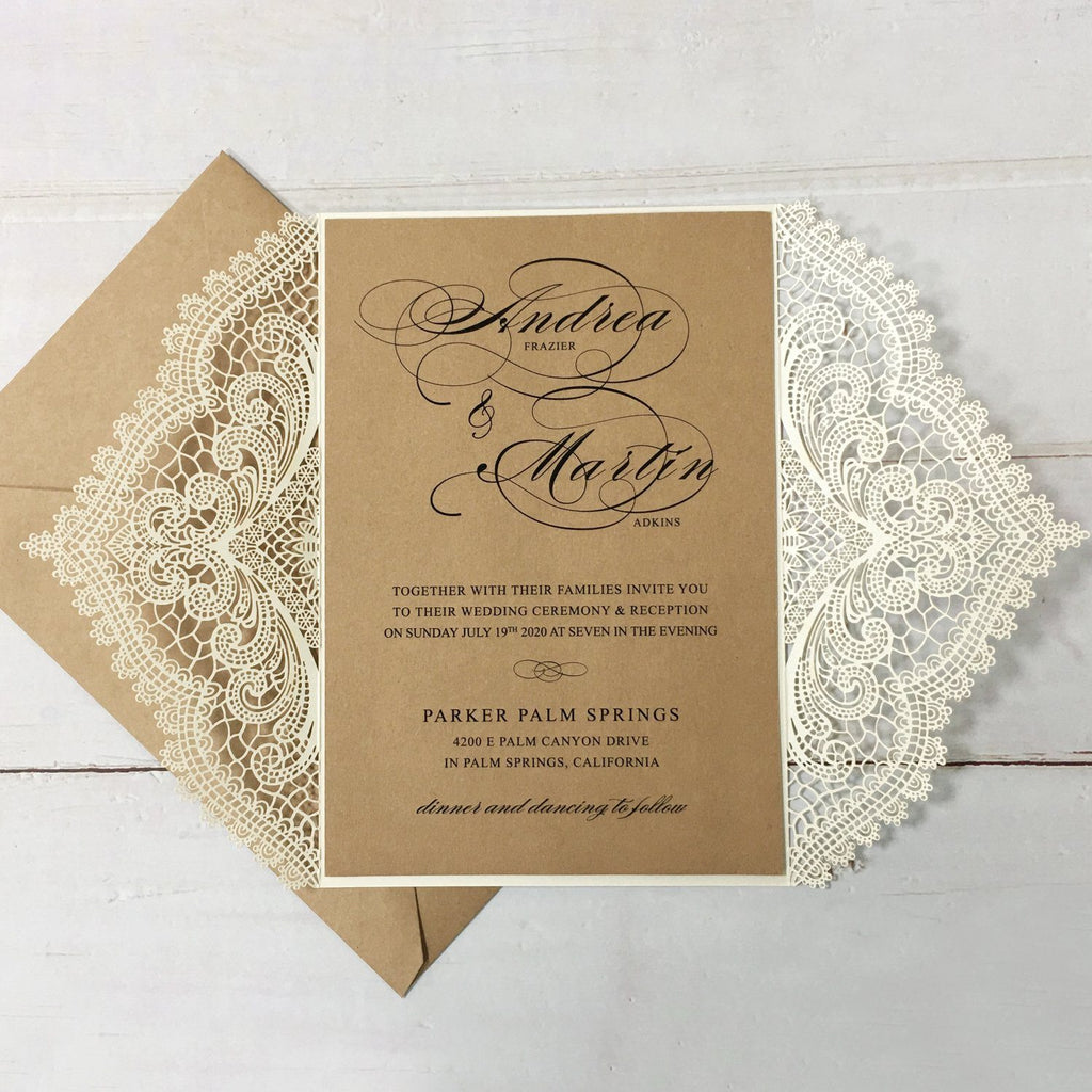Picky Bride Vintage Wedding Invitations with Kraft Paper Envelopes Rustic Wedding Cards Customized Wording Picky Bride 