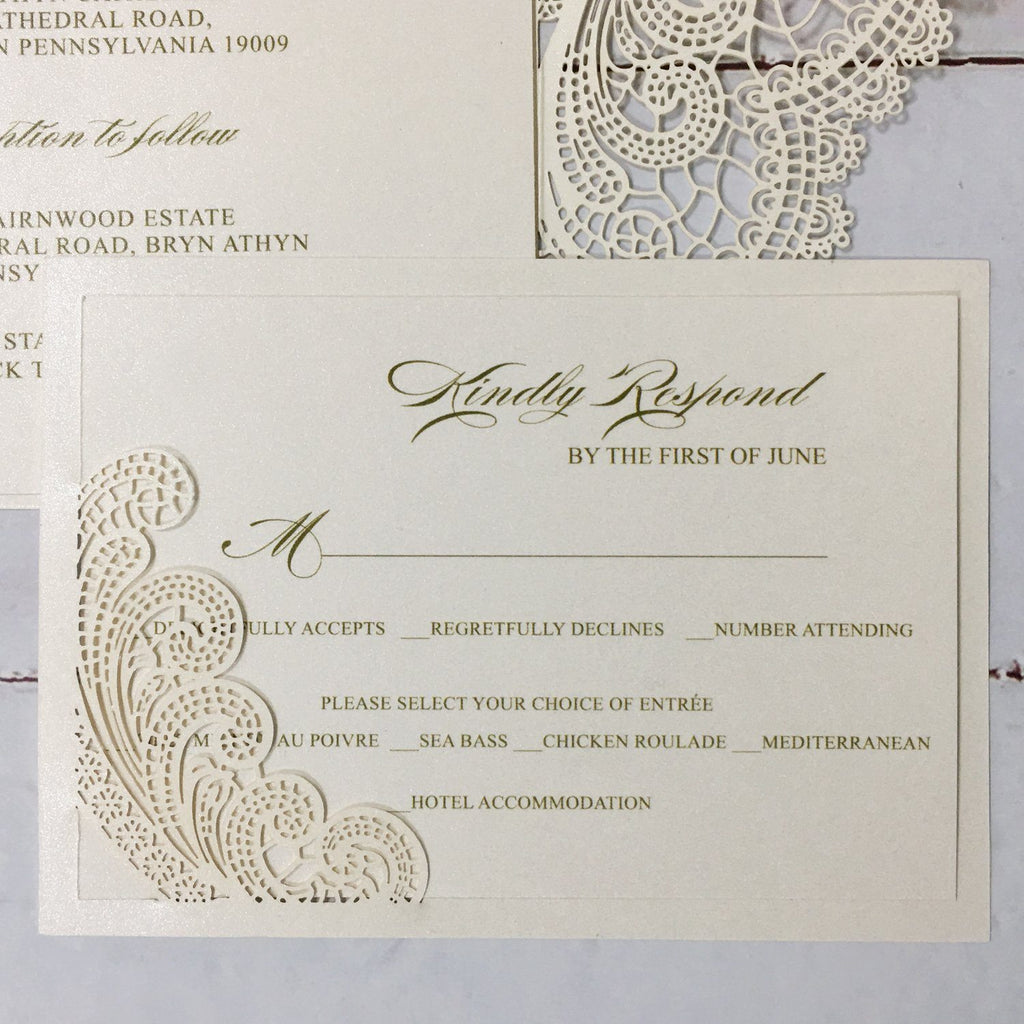 Picky Bride White Laser Cut Wedding Invitation with RSVP Cards Picky Bride 