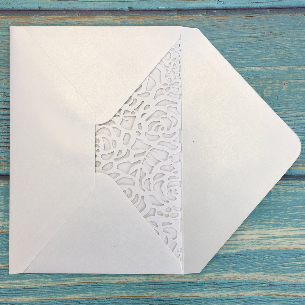 Picky Bride White Wedding Invitations, 3D Laser Cut Wedding Invitations With RSVP Cards Bridal shower Invitations Picky Bride 