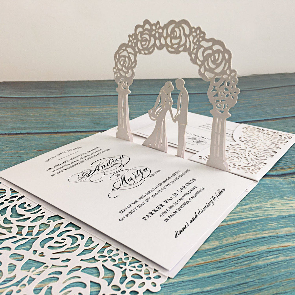 Picky Bride White Wedding Invitations, 3D Laser Cut Wedding Invitations With RSVP Cards Bridal shower Invitations Picky Bride 