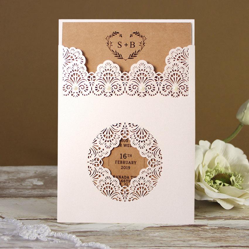 Pocket White Lace Wedding Invitations Pocket Invites Picky Bride 