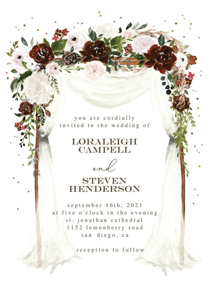 Burgundy Floral Wedding Invited Vellum Paper Wrap with Handmade Paper