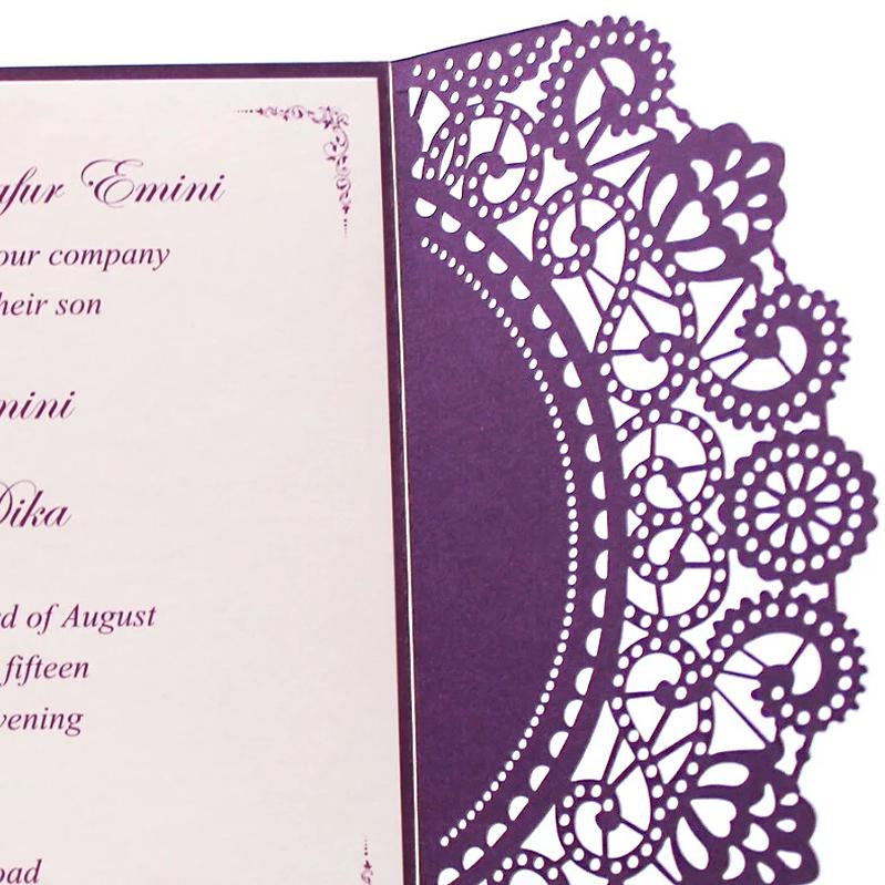 Purple Laser Cut Invitations Wedding Bridal Shower Elegant Wedding Theme Picky Bride 