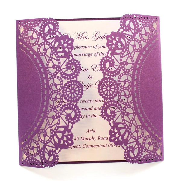Purple Laser Cut Invitations Wedding Bridal Shower Elegant Wedding Theme Picky Bride 