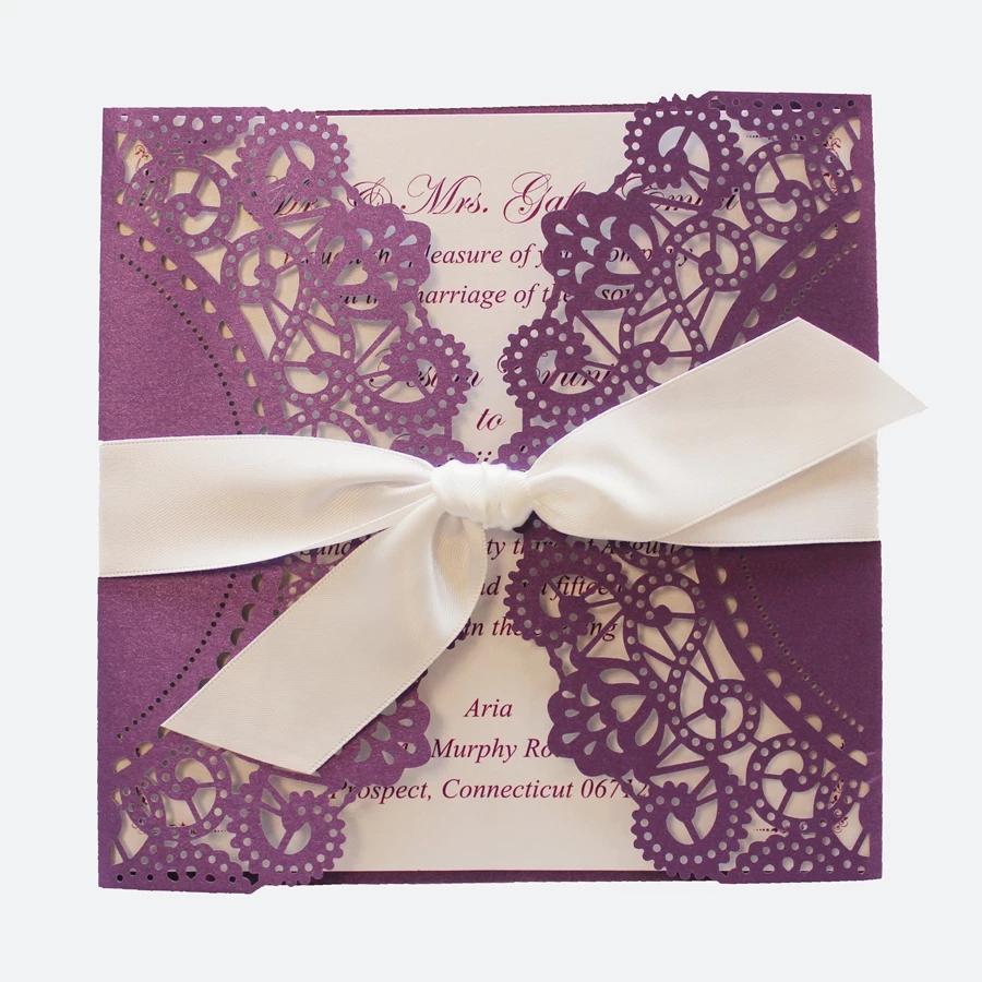 Purple Laser Cut Invitations Wedding Bridal Shower Elegant Wedding Theme Picky Bride 