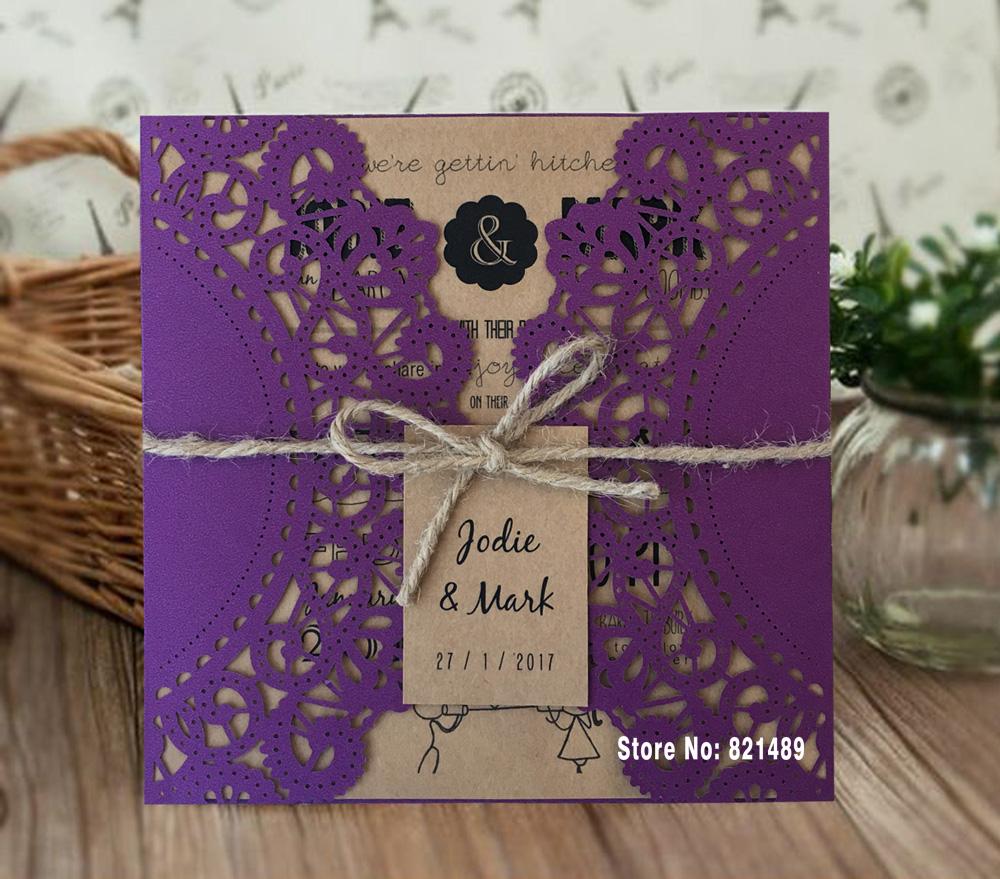 Purple Wedding Invitations, Rustic Wedding Invitation Cards Picky Bride 