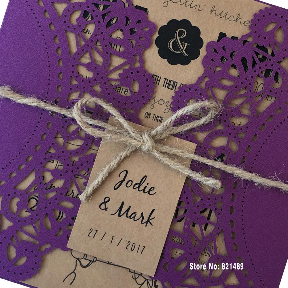 Purple Wedding Invitations, Rustic Wedding Invitation Cards Picky Bride 