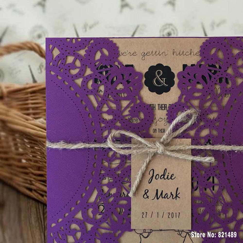 Purple Wedding Invitations, Rustic Wedding Invitation Cards Picky Bride 