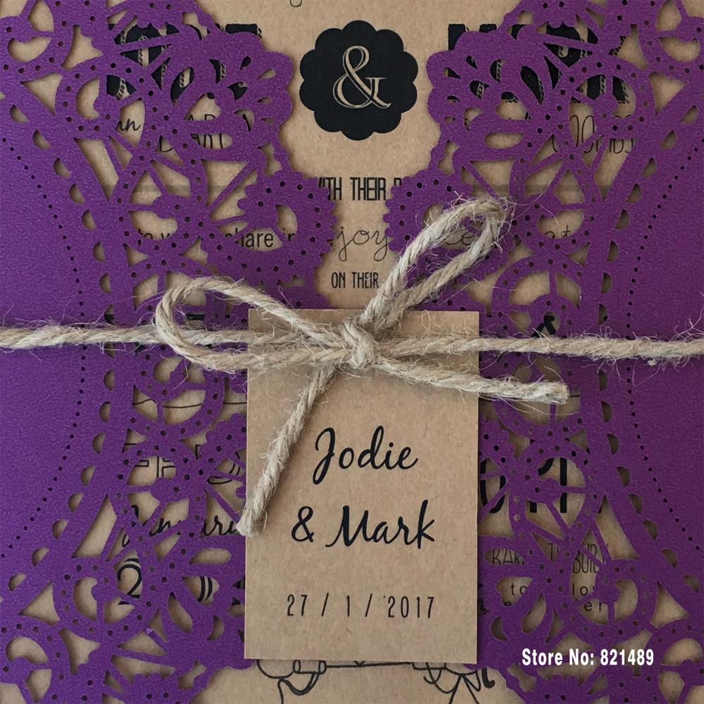 Purple Wedding Invitations, Rustic Wedding Invitation Cards Picky Bride 