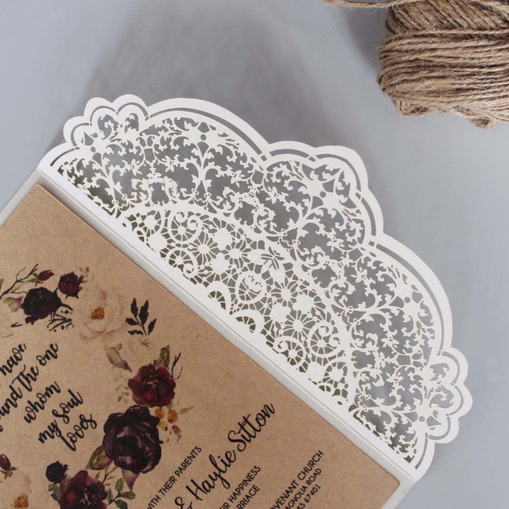 Romantic Laser Cut Wedding Invitations With RSVP, Snowy White Invitations for Wedding Picky Bride 