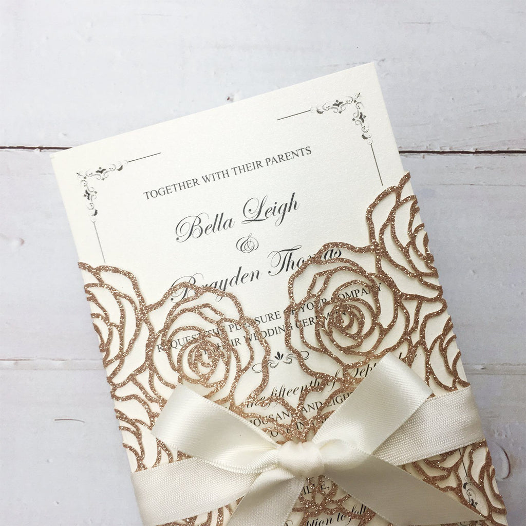 Rose Flower Theme Wedding Invitations With Custom Wording Picky Bride 