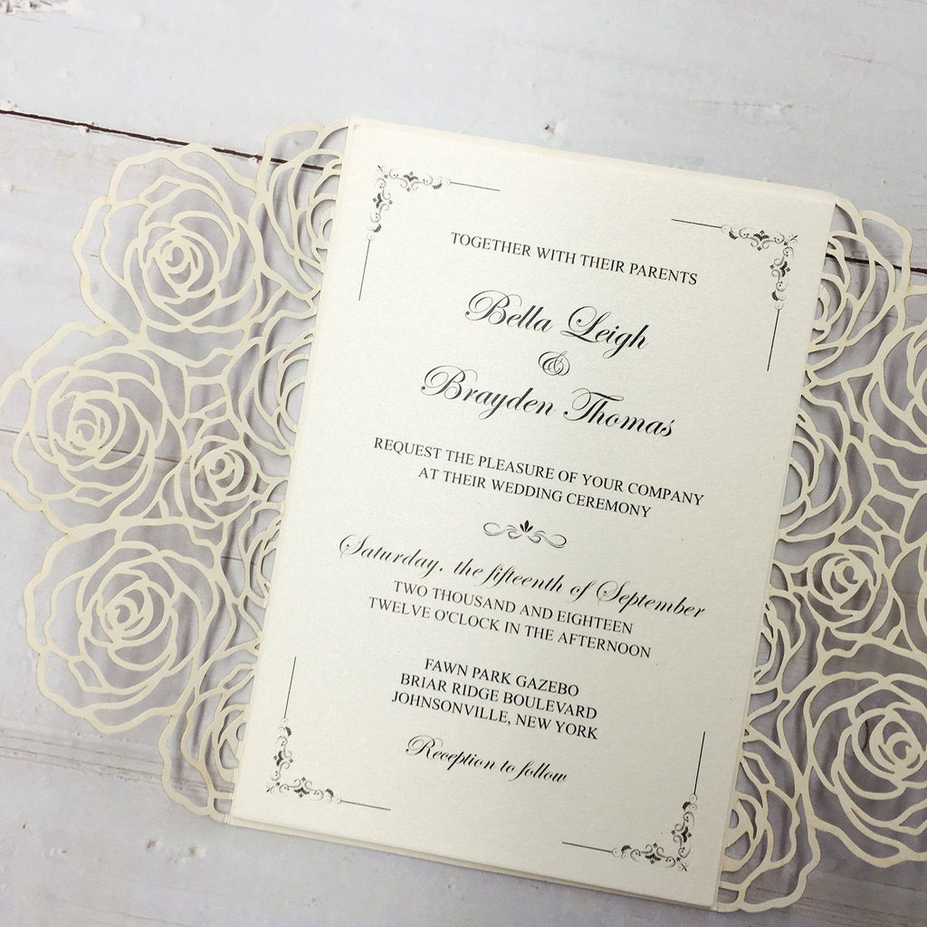 Rose Flower Theme Wedding Invitations With Custom Wording Picky Bride 