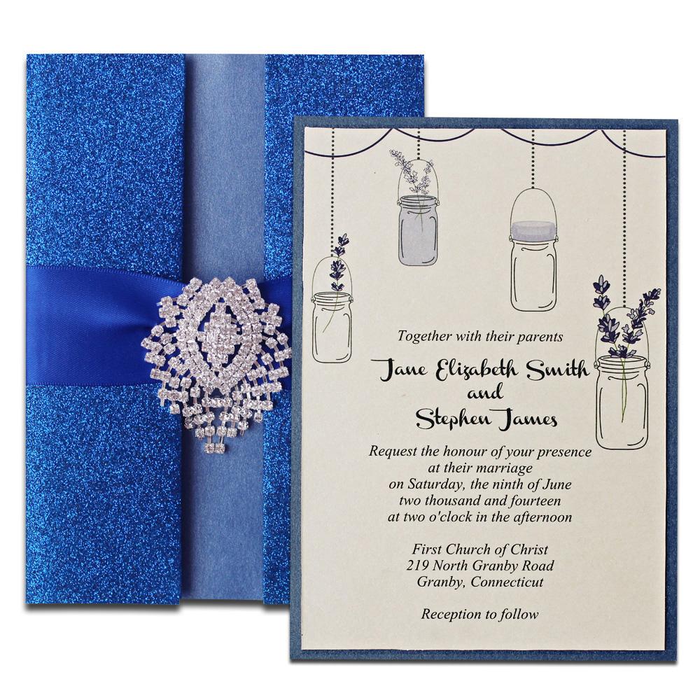 Royal Blue Wedding Invitation, Shimmer Invitation Card, Blue Invitation for Wedding Picky Bride 