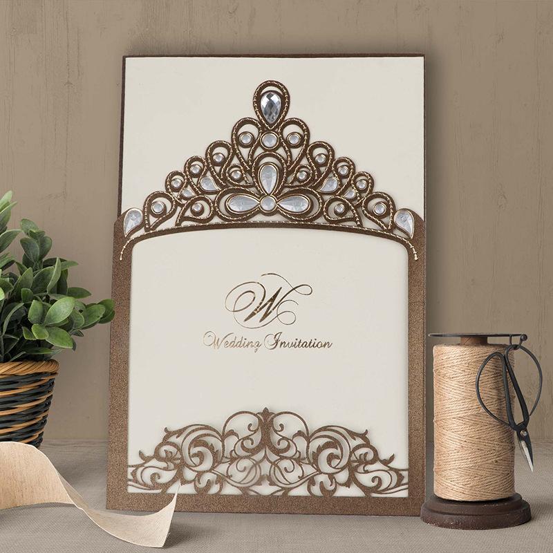 Royal Princess Invitations Luxury Metallic Sparkly Wedding Cards Picky Bride Coffee 1 Sample 