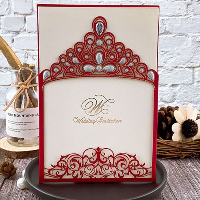 Royal Princess Invitations Luxury Metallic Sparkly Wedding Cards Picky Bride Red 1 Sample 