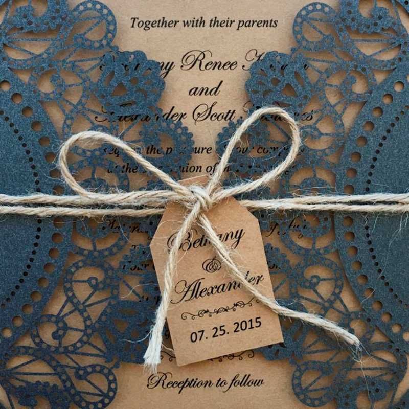 Rustic Black Wedding Invitation, Black Lace Wedding Invitation Picky Bride 