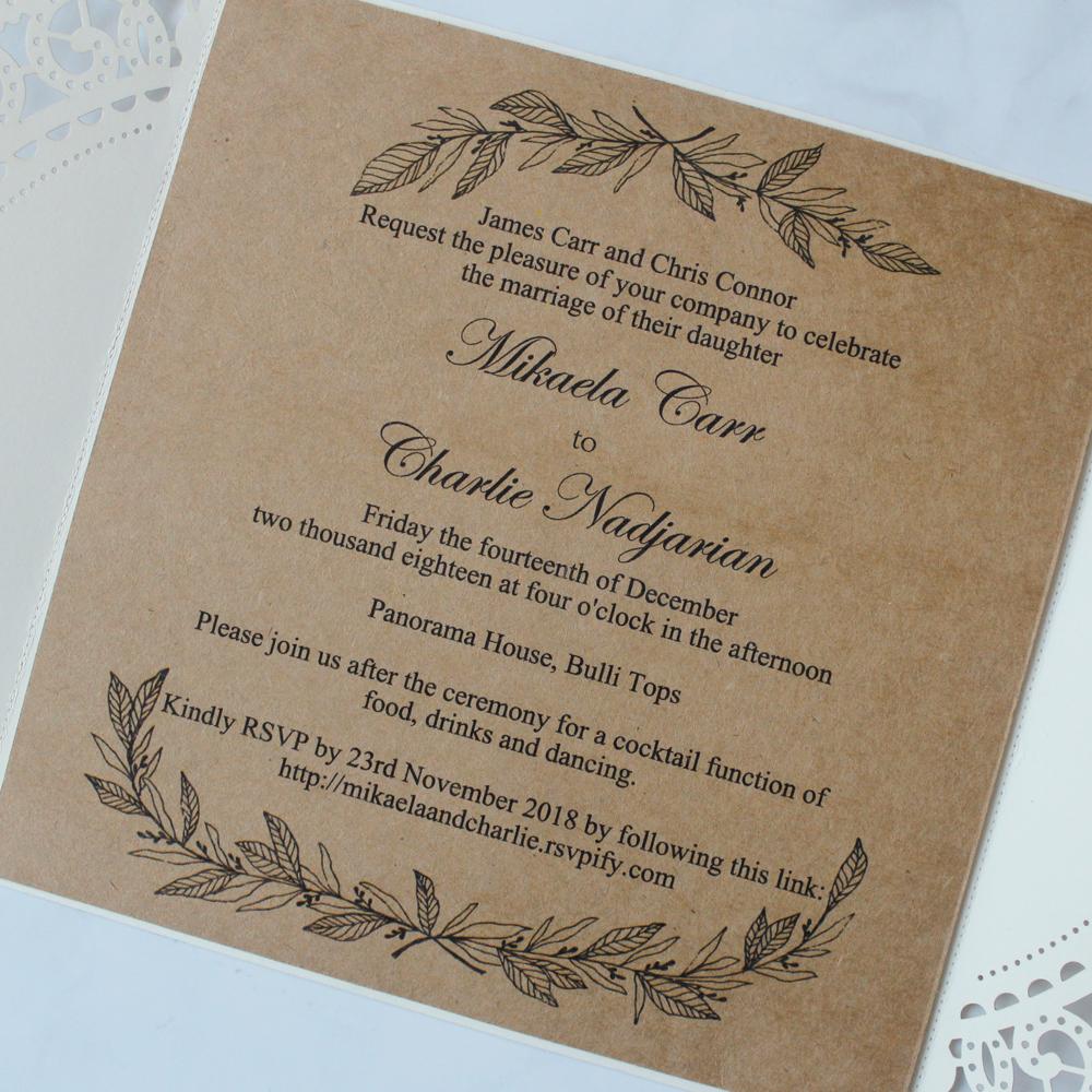 Rustic Laser Cut Wedding Invitation Cards Picky Bride 