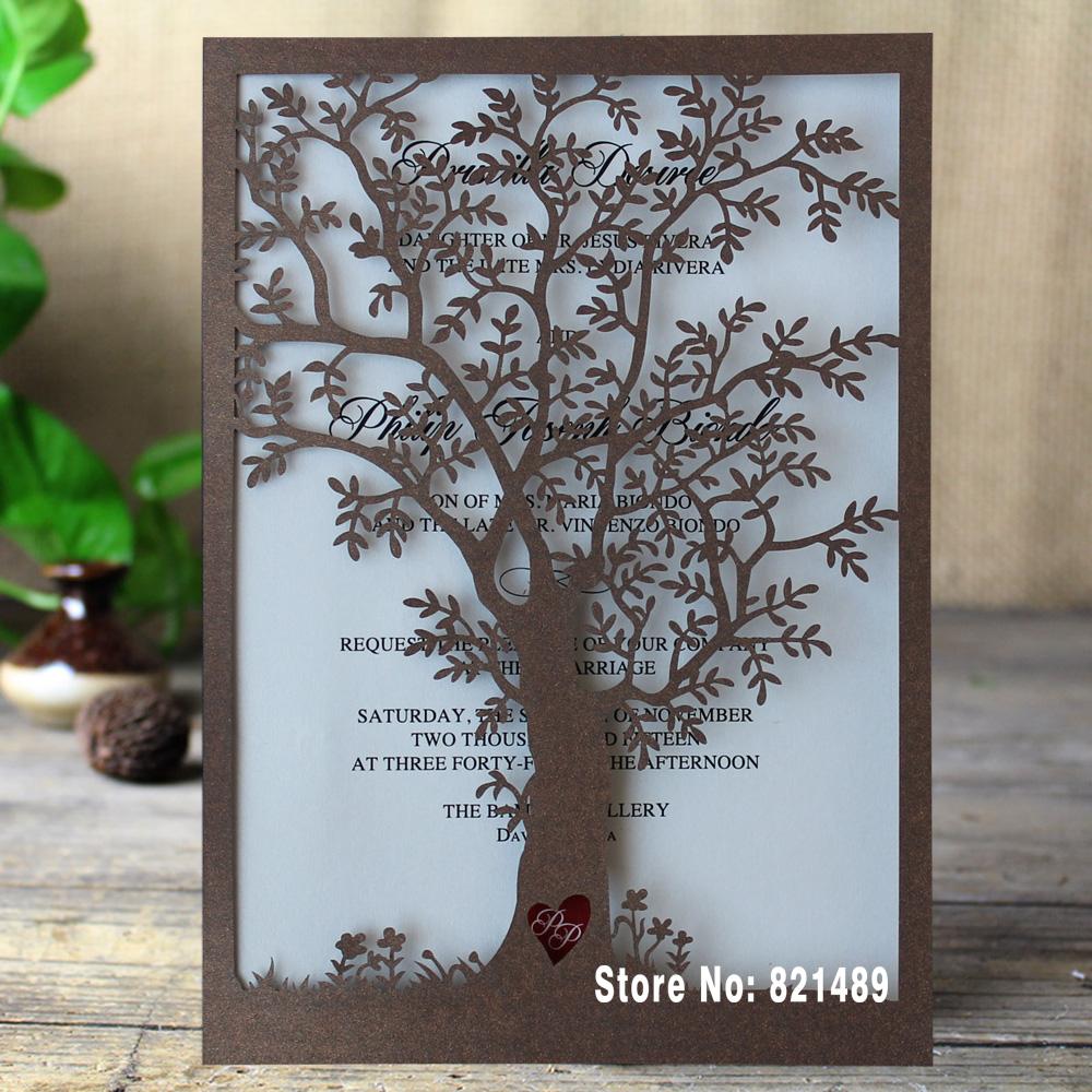 Rustic Tree Wedding Invitations, Laser Cut Tree Invitations, Printable Wedding Invitation Cards Picky Bride 