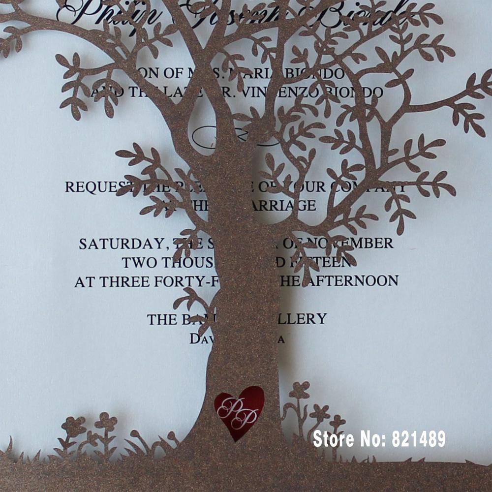 Rustic Tree Wedding Invitations, Laser Cut Tree Invitations, Printable Wedding Invitation Cards Picky Bride 