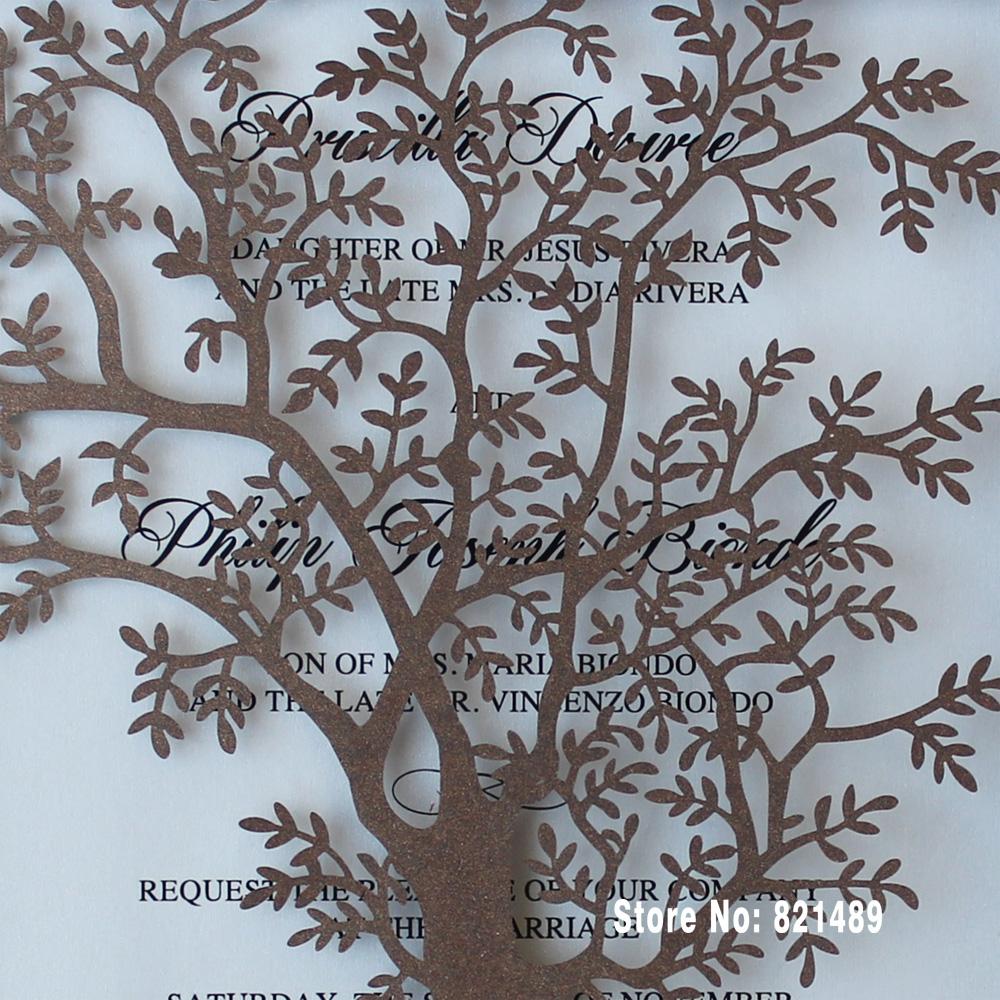 Rustic Tree Wedding Invitations, Laser Cut Tree Invitations, Printable Wedding Invitation Cards Picky Bride 