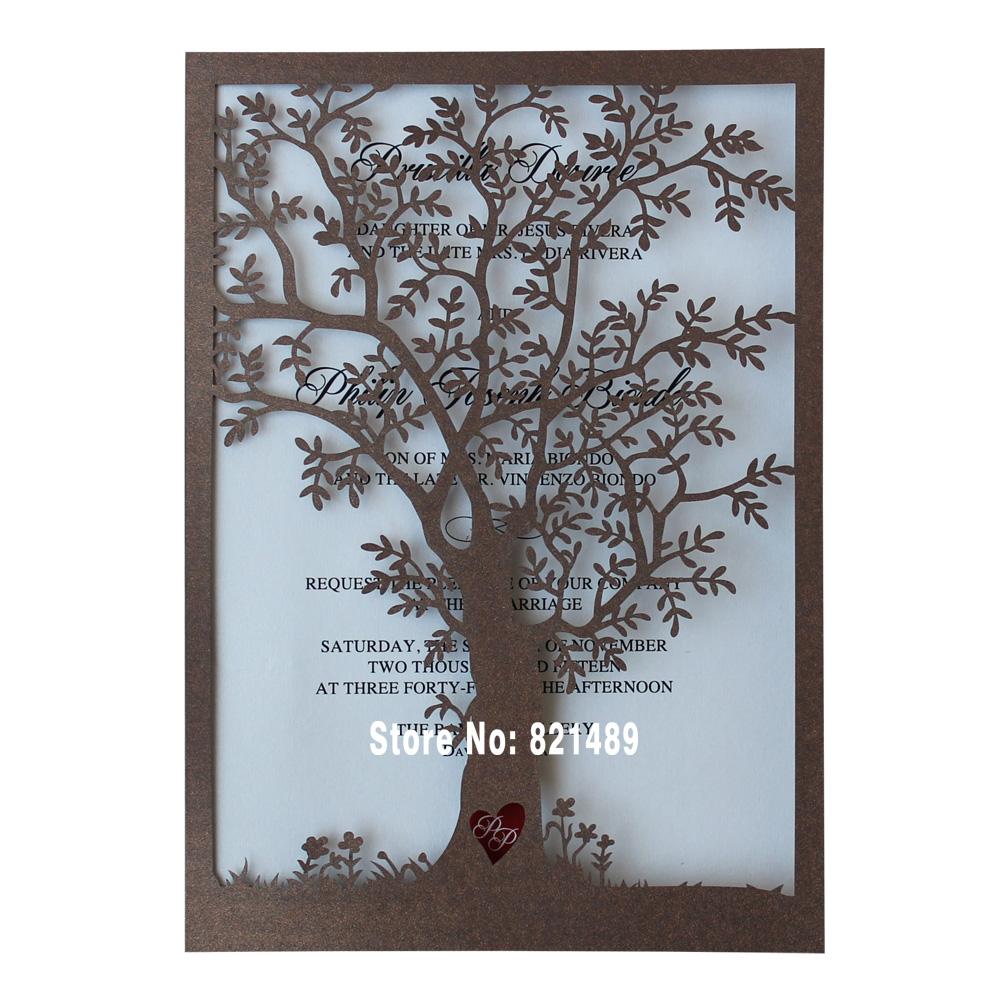 Rustic Tree Wedding Invitations, Laser Cut Tree Invitations, Printable Wedding Invitation Cards Picky Bride 