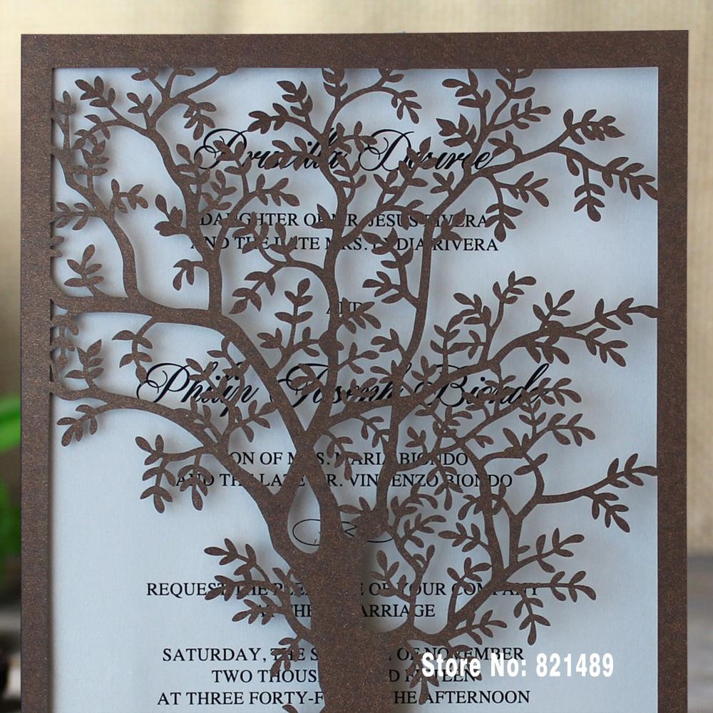 Rustic Tree Wedding Invitations, Laser Cut Tree Invitations, Printable Wedding Invitation Cards Picky Bride 