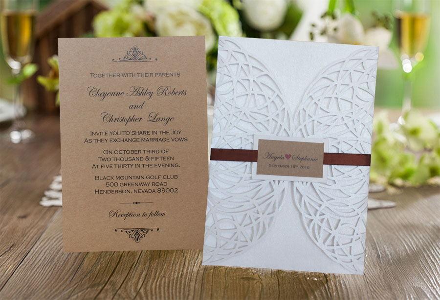 Rustic Wedding Invitation; White and Kraft Wedding Invitation Cards Picky Bride 