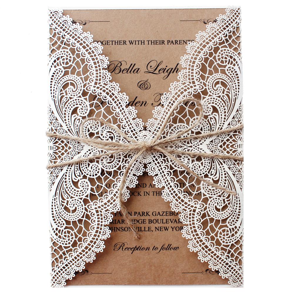 Rustic Wedding Invitations Customized White Invitation Cards Picky Bride 