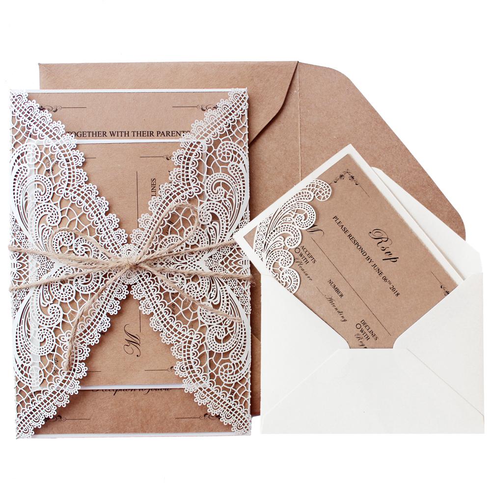 Rustic Wedding Invitations Customized White Invitation Cards Picky Bride 