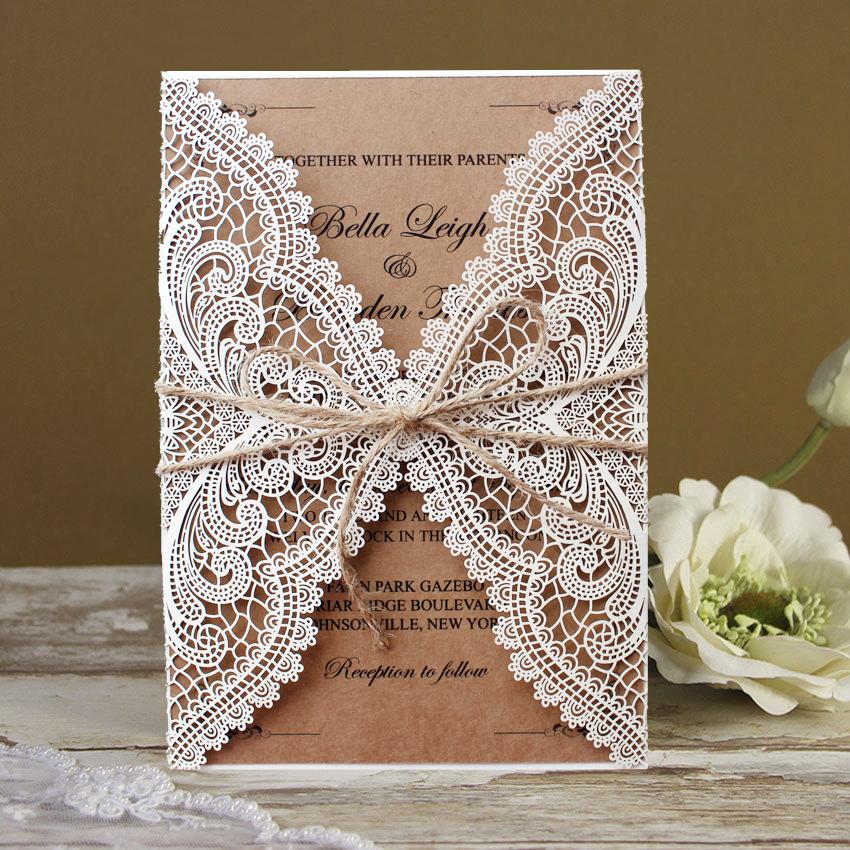 Rustic Wedding Invitations Customized White Invitation Cards Picky Bride 