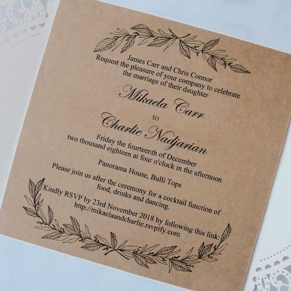 Rustic Wedding Invitations with Monogram Tag, Print Customized Wording Picky Bride 