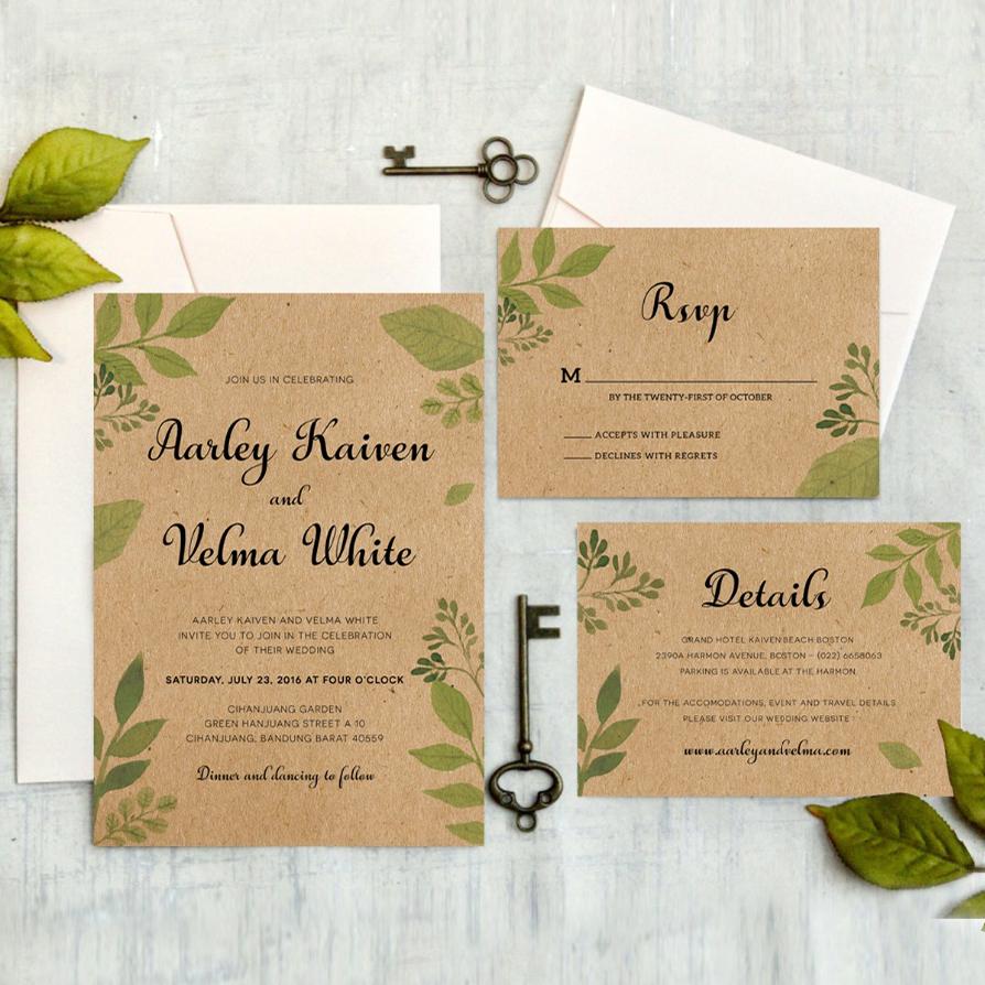 Rustic Wedding Invitations with RSVP Cards Kraft Paper Invites Set Save the Date Menu Cards Picky Bride 