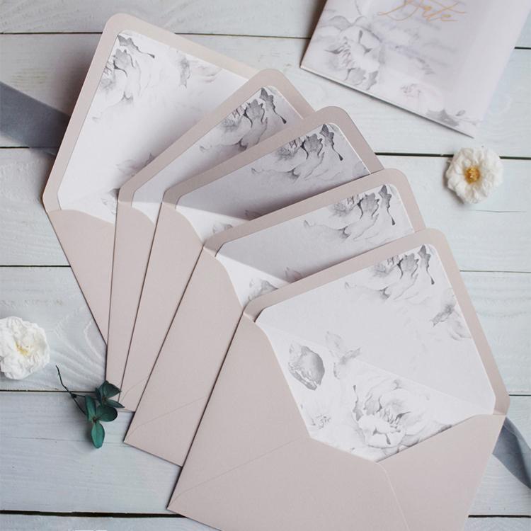 Clear Vellum Envelopes Rose Gold Floral Foil Printed for Your