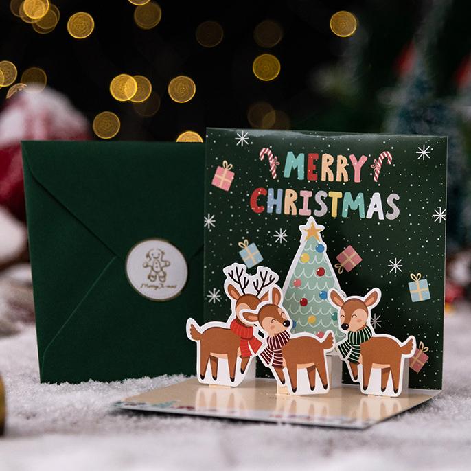 Three Dimensional Christmas Card Handmade Holiday Cards 3D Diy Cards Picky Bride 