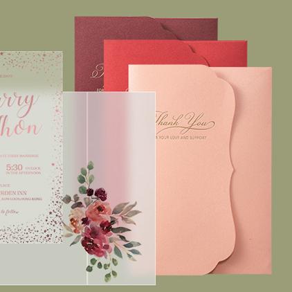 Translucent Acrylic Wedding Invitations Calligraphy Frosted Foil Gold Invitation, Burgundy Pocket Invitation Picky Bride 