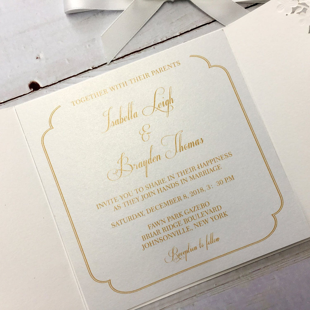 Unique Wedding Invitation with Printed Inserts White Lace Wedding Invitation Picky Bride 